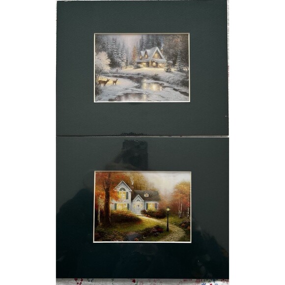 Vintage 1998 Thomas Kinkade Seasons Collection Set of 2 Deer Creek & Autumn - Picture 3 of 7